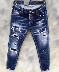 Jean en denim respirant de haute qualité pour homme, taille mi-haute, coupe droite, style streetwear décontracté avec déchirures, pour toutes les saisons - Product Image 3