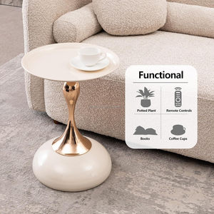 Top vente blanc moderne 2 niveaux piédestal métal table de chevet petits espaces Accent Table d'appoint pour chambres Table basse extérieure - Product Image 2