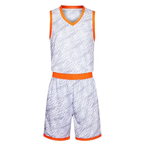 Conjunto de Uniforme de Baloncesto Sublimado Personalizado, Blanco y Naranja, Cuello en V, Sin Mangas, Absorbente de Humedad, Unisex para Adultos, para Todas las Temporadas - Product Image 2