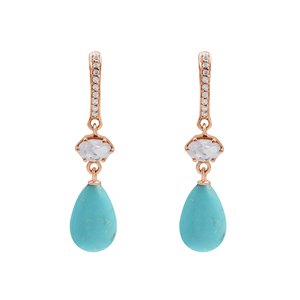Ethnic Women Wear Handmade Solid 925 Sterling <b>Silver</b> Natural White Topaz & Turquoise Gemstone Drop <b>Dangle</b> <b>Earrings</b> Fine Jewelry - Product Image 6