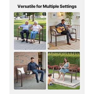 Panca da Esterno in Acciaio al Carbonio da 46 Pollici con Schienale in Rete PVC e Braccioli con Bordi Arrotondati, Resistente alle Intemperie - Product Image 6