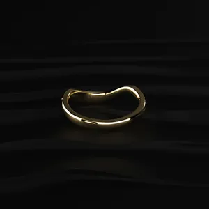 Round Cut Diamond <b>Ring</b> 14K Yellow Diamond <b>Ring</b> Lab Grown Curved Diamond <b>Stacking</b> Band Traditional Diamond <b>Ring</b> Luxury <b>Ring</b> - Product Image 5