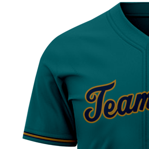 Camiseta de Béisbol Color Verde Azulado Oscuro, Manga Corta, con Botones, Uniforme de Equipo Personalizado, Transpirable, Deportiva - Product Image 4