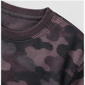 Camiseta de Manga Corta para Hombre con Cuello Redondo y Estampado de Camuflaje Ovalado Color Ciruela Atardecer, Personalizada, MTS-CAMO-0009 - Product Image 5