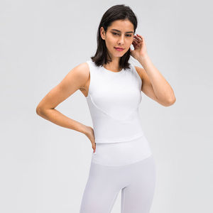 เสื้อยืดออกกำลังกายผู้หญิงทรงสลิม คอกลม น้ำหนักเบา สำหรับโยคะ พร้อมโลโก้ด้านหน้า ผ้าถัก ขายส่ง - Product Image 6