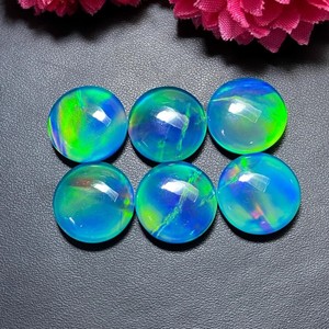 Offre Spéciale : Opale Aurora Synthétique Polie Ronde, Doublet Cabochon à Changement de Couleur, Multicolore, Pierre Libre pour la Fabrication de Bijoux - Product Image 1
