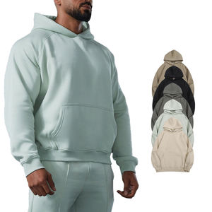 Sudaderas con Capucha Unisex Azules para Invierno, Estilo Urbano, 100% Algodón, Logotipo Bordado Personalizado, Cuello Redondo Negro para Hombre, Venta al Por Mayor - Product Image 1