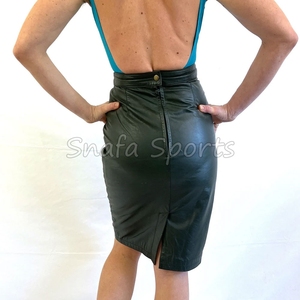 Falda de Cuero Genuino de Alta Costura, Casual, de Cintura Alta, Personalizada, para Mujer |   Falda de cuero de alta calidad para mujer - Product Image 2
