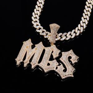 Colgante de Moissanita Personalizado, Aleación de Zinc, Chapado en Oro Rosa, Diseño de Letra, Nombre Personalizado, Joyería Hip Hop, Regalo Perfecto para Él, Cumpleaños - Product Image 3