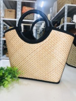 Bali tas tangan rotan/bambu wanita, tas anyaman tangan tas bambu pantai untuk wanita/wanita