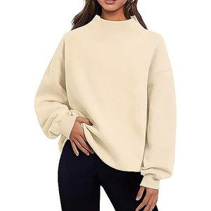 Women Mock Neck Sweatshirt <b>Drop</b> Shoulder Streetwear - Product Image 5