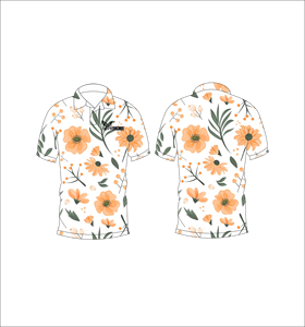 Mens <b>Orange</b> Floral Print <b>Polo</b> Shirt Short Sleeve Casual Summer Golf <b>Polo</b> Lightweight Collared Fashion Shirt - Product Image 2