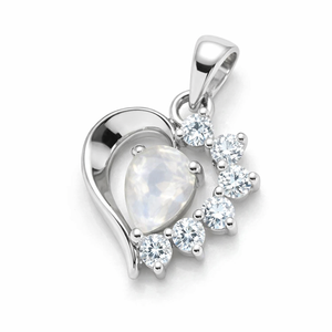 จี้รูปหัวใจมูนสโตนเรียบหรูชุบโรเดียมคุณภาพสูงสำหรับผู้หญิงจาก Rhaya Jewels ขายส่ง เงินแท้ ดีไซน์ทันสมัย - Product Image 3