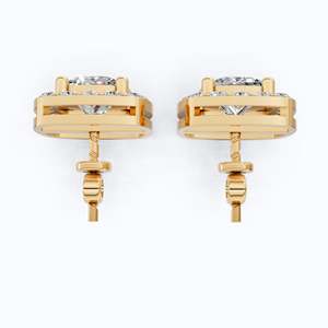 ต่างหูเพชรทรงเจ้าหญิงแบบ Halo ชุบทองคำขาว 10K พร้อมเพชรที่ได้รับการรับรองจาก IGI ดีไซน์ทรงสี่เหลี่ยมแบบ Cluster สวยงาม - Product Image 3