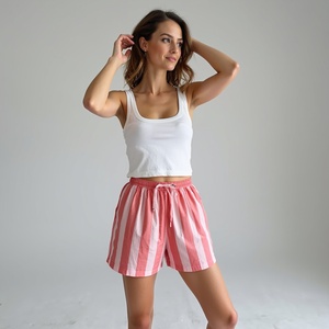 Pantalones cortos de playa pastel suave para chicas jóvenes con cintura elástica y ajuste relajado, ropa de salón femenina bonita transpirable - Product Image 6
