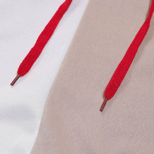Sweat à capuche pour homme avec empiècements colorblock rouge, blanc et kaki, poche kangourou, vêtements en gros OEM ODM - Product Image 5