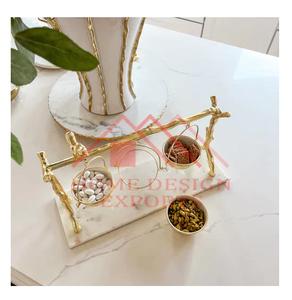 Bol de service de fruits et de noix en métal fini noir et or bol en métal de vente chaude de conception attrayante - Product Image 1