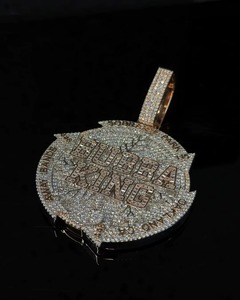 Bubba King Iced Out <b>Pendant</b> 18K Gold Plated Moissanite Themed Hip Hop Men's Charm Custom <b>Initial</b> Letter Circle <b>Pendant</b> For Men's - Product Image 2