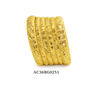 Gold Plated Brass Antique Finish Geometric Trendy Bangle Set for Women Wedding Fashion Jewelry ALANKEET CREATIONS LLP AC36B0251 - Product Image 2