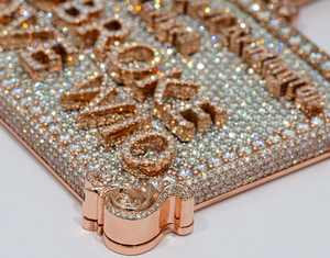 Colgante de Plata de Ley 925 Bañado en Oro con Diamantes de Moissanita Personalizados Estilo Rapper Hip Hop, Diseño Tarjeta de Crédito Iced Out - Product Image 3