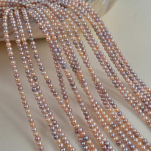 Perles d'eau douce naturelles de couleur bonbon, 3-4 mm, perles semi-finies pour collier fait main, perles en vrac, vente en gros - Product Image 1