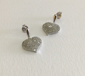 1.63 Cttw Round Cut White Natural Diamond Heart Shape Dangle <b>Earrings</b> for Women in 925 Sterling Silver, Push <b>Back</b>, Prong Setting - Product Image 4