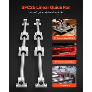 Kit de rail linéaire SFC25 2 pièces 1000 mm (39,4 pouces) Rails de guidage de mouvement 4 pièces Blocs de glissière à roulement pour machines de gravure et de fraisage DIY - Product Image 2