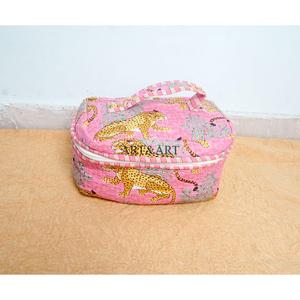 Functional 3-Piece Zipper Closure <b>Vanity</b> Set Stylish Cotton Fabric Eco-Friendly Soft Handle Multi-Purpose Floral Print Bag - Product Image 3