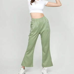 Pantalon cargo décontracté d'été pour femme en polaire, devant plat, polyester/coton, respirant, taille élastique, couleurs personnalisables, haute qualité - Product Image 1