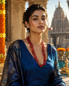 Collier multicouche en perles de verre rouges au crochet, accents colorés, bijoux de fête pour femmes, bijoux de mode indiens à prix de gros - Product Image 3