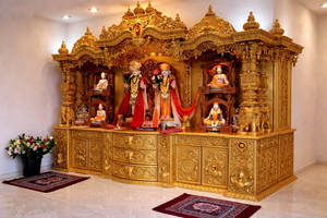 Traditional Swami Narayan Golden <b>Mandir</b> For Home DST Exports Customized Big Pooja <b>Mandir</b> Long Lasting Teak Wood Carved Temple UK - Product Image 6