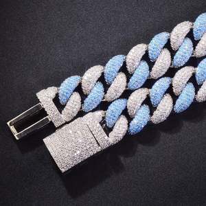 Blue Ice Cuban Link Chain <b>Necklace</b> Micro Insert Pendant Jewelry <b>for</b> <b>Men</b> Hip Hop Party Gift - Product Image 2