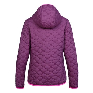 Women's Hooded <b>Jacket</b> Purple Winter Coat Full Sleeve Polyester Padded <b>Jacket</b> with Zipper Closure - Product Image 2