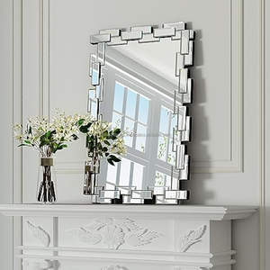 Espejo de Pared Rectangular con Marco de Acero Cepillado para Baños Modernos y Oficinas en Casa, Ideal para Decoración de Bodas, Venta al Por Mayor - Product Image 1