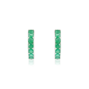 Clásicos Pendientes de Aro de Plata 925 con Ónix Verde, Engaste de Canal, Joyería para Uso Diario de Mujer, Precio al por Mayor - Product Image 1