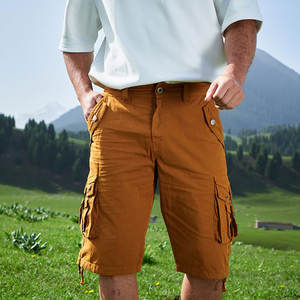 Pantalones Cortos Cargo para Hombre en Color Amarillo Marrón, Bolsillos Grandes, Largo hasta la Rodilla, Cierre con Botones, Color Personalizable, Servicio OEM - Product Image 5