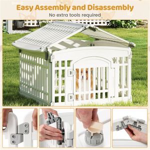 Recinto per Animali Domestici in HDPE Bianco, Design a 6 Pannelli, Porta 18"x18.5", Peso Netto 21.5 Libbre, Stili Esagonali/Rettangolari/a Forma di Casa per Viaggi e Giardino - Product Image 3