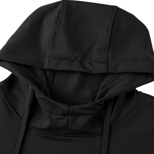 Men's Oversized Hooded Sweatshirt Solid Black Long Sleeve Casual Knitted Polyester Boxy Fit Winter Wear 2027 Embroidered - Product Image 5