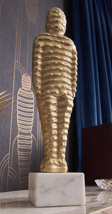 Decorative Luxury Gold and White Aluminum and Marble Base Mummy Figurine Tabletop Sculpture Table Home Decorative <b>Statue</b> - Product Image 3