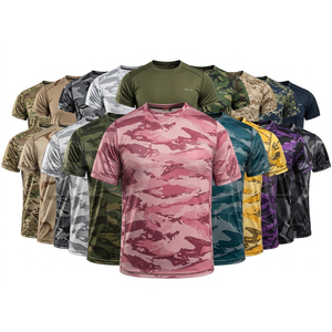 เสื้อยืดแขนสั้นลายพรางคุณภาพพรีเมียม แห้งเร็ว ระบายอากาศได้ดี ยืดหยุ่น เหมาะสำหรับการฝึกกีฬาและออกกำลังกาย คอกลม - Product Image 1