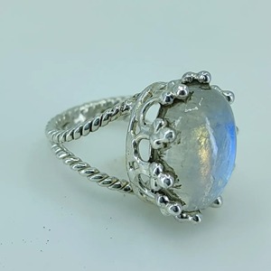 Rainbow Moonstone <b>Ring</b> 925 Sterling <b>Silver</b> Handmade Statement Promise <b>Ring</b> for Women <b>Boho</b> Oval June Birthstone Jewelry - Product Image 3