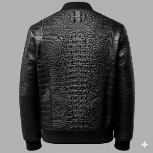 Blouson Bomber de Luxe en Cuir Noir avec Doublure en Polyester Matelassé, Style Streetwear Hiver Coupe-Vent Écologique Unisexe Col Rond - Product Image 6