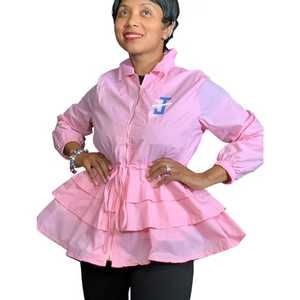 Jack and Jill Ladies Peplum <b>Line</b> Jacket Pink Zip Front Casual Fashion Ruffle Hem Stylish Women Outerwear <b>Coat</b> - Product Image 4