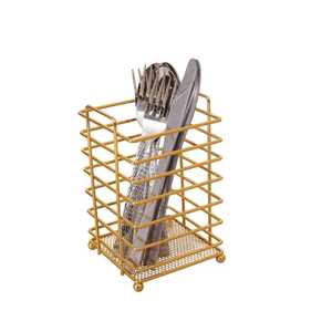 Support à Couverts en Acier Inoxydable Doré, Organisateur d'Ustensiles de Cuisine, Support de Rangement Perforé pour Cuillères, Fourchettes et Couteaux, pour Table - Product Image 5