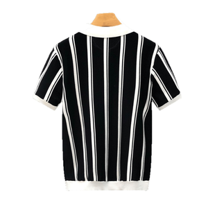 เสื้อโปโลผ้าไหมสไตล์เกาหลีสำหรับผู้ชายระบายอากาศได้ดีสำหรับฤดูร้อนธุรกิจลำลองเสื้อถักลายแนวตั้ง - Product Image 6