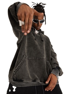 Meilleures ventes Sweat à capuche unisexe noir vieilli délavé à l'acide Style Streetwear vintage Sweat à capuche coupe surdimensionnée avec logo personnalisé en vente - Product Image 6