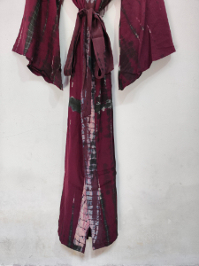 Robe longue kimono en soie Bridel, patchwork, pour couvrir le bikini, vêtement de nuit, kimono en sari indien vintage recyclé fait main - Product Image 6