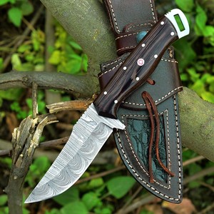 Cuchillo de Supervivencia de Acero de Damasco con Hoja Fija, Cuchillos de Caza de Espiga Completa, Cuchillo Industrial OEM para Camping y Actividades al Aire Libre con Funda - Product Image 1