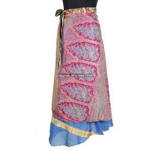 New Lovely Vintage Style Yellow Color Flower Print <b>Wrap</b> <b>Skirt</b> Rajasthani Silk <b>Wrap</b> Indian Printed Long Sarong Around Boho - Product Image 6