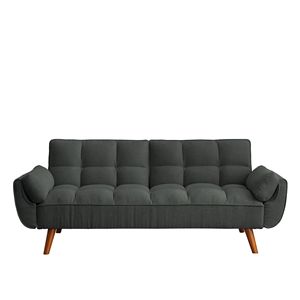 Divano Letto Futon Convertibile in Lino con Schienale Regolabile e Gambe in Legno Massello per Piccoli Spazi, Arredamento per Soggiorno - Product Image 1